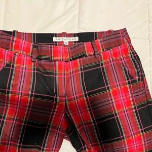 Trina Turk pink & black plaid slacks